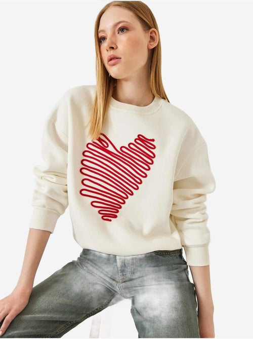 Felpa con ricamo a cuore lucci - Kiabi