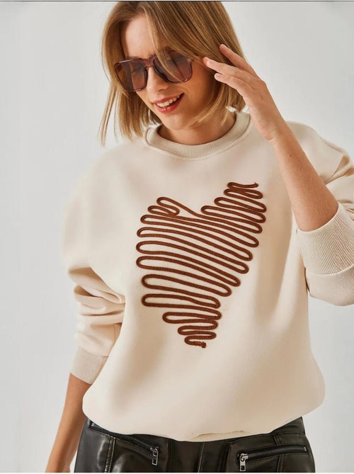 Felpa con ricamo a cuore lucci - Kiabi