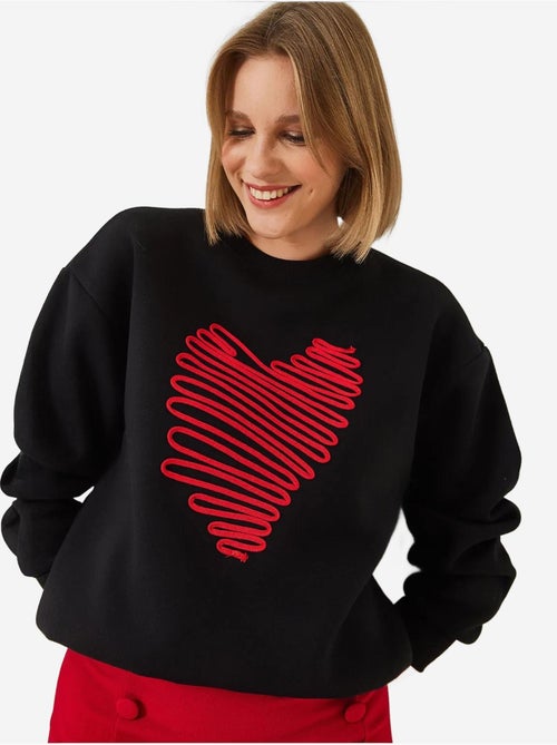 Felpa con ricamo a cuore lucci - Kiabi