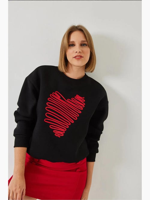 Felpa con ricamo a cuore lucci - Kiabi