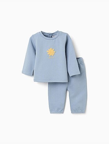 Felpa con ricamo bouclé sole + pantaloni