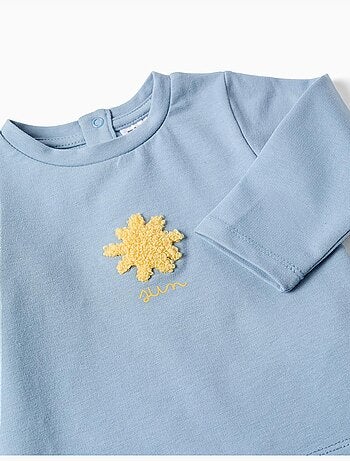 Felpa con ricamo bouclé sole + pantaloni