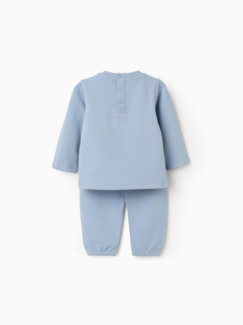 Felpa con ricamo bouclé sole + pantaloni Blu chiaro - Kiabi