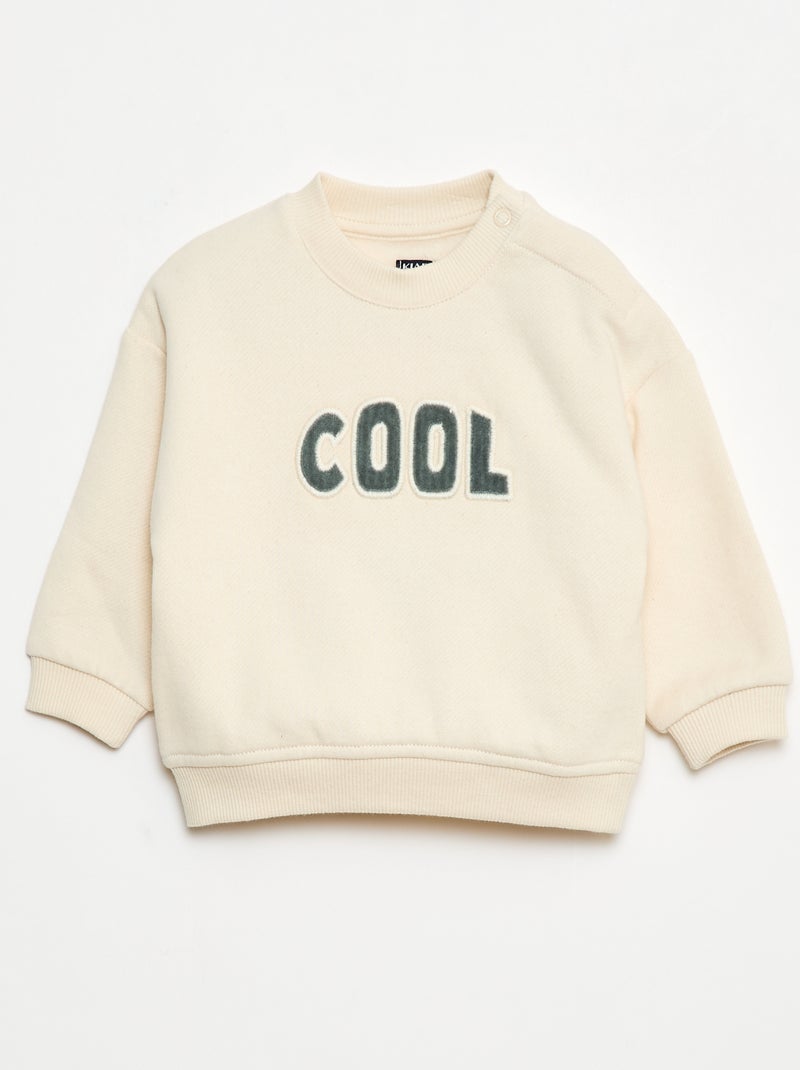 Felpa con ricamo 'cool' in felpa garzata Beige - Kiabi