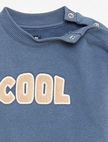 Felpa con ricamo 'cool' in felpa garzata