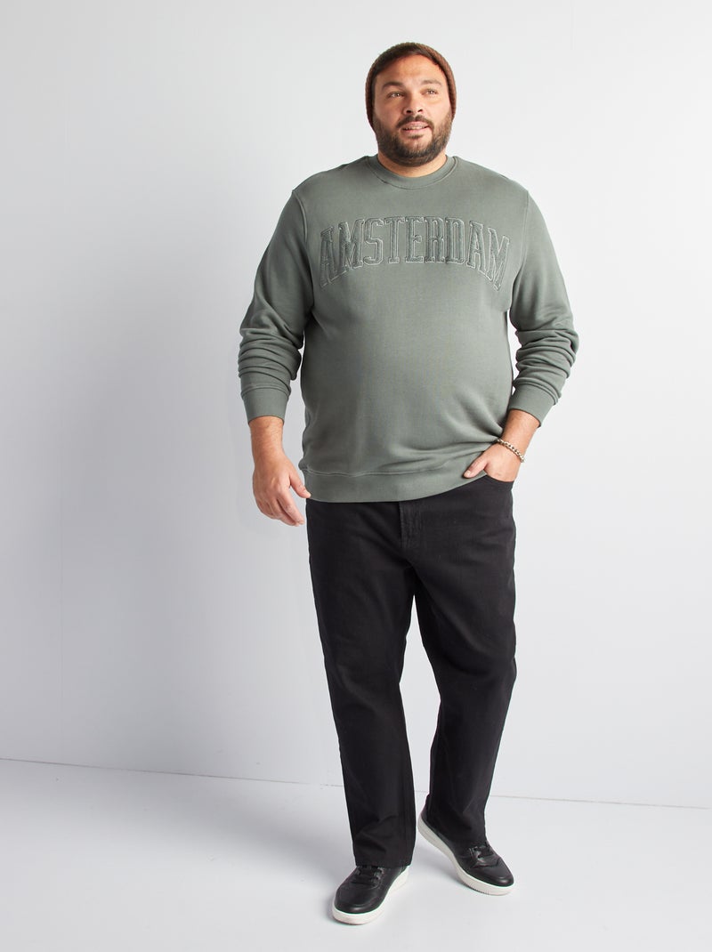 Felpa con ricamo sul petto VERDE - Kiabi