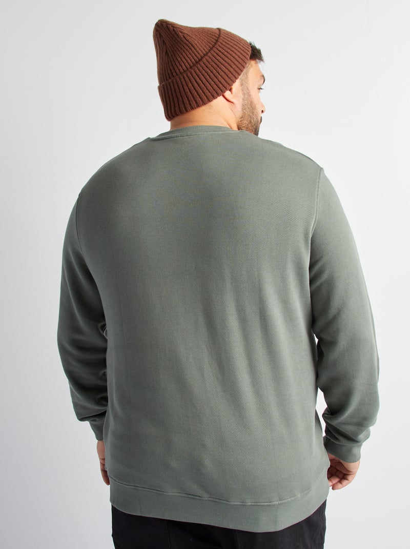 Felpa con ricamo sul petto VERDE - Kiabi