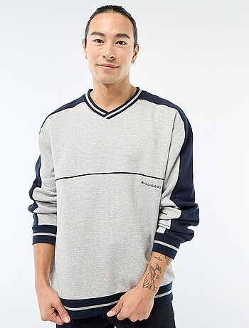 Felpa con scollo a V in french terry