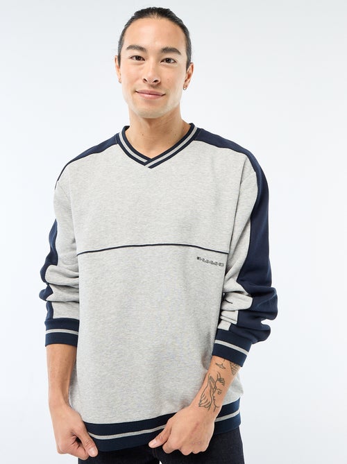 Felpa con scollo a V in french terry - Kiabi