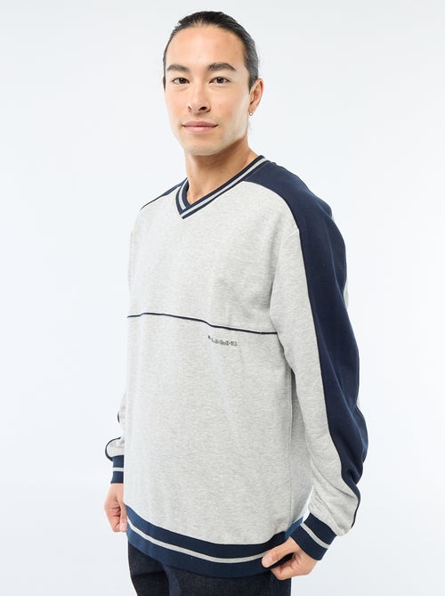 Felpa con scollo a V in french terry - Kiabi