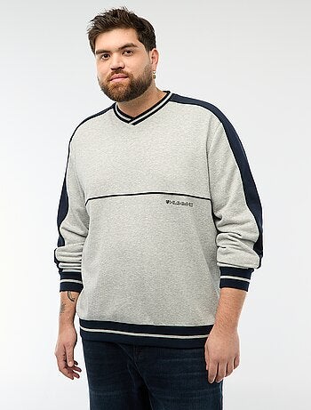 Felpa con scollo a V in French Terry