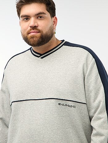 Felpa con scollo a V in French Terry