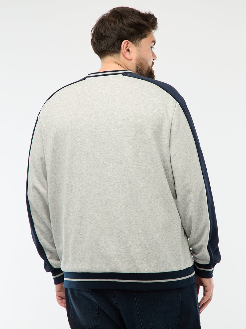Felpa con scollo a V in French Terry Grigio - Kiabi