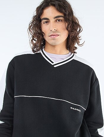 Felpa con scollo a V in french terry