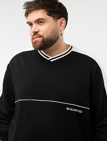 Felpa con scollo a V in French Terry