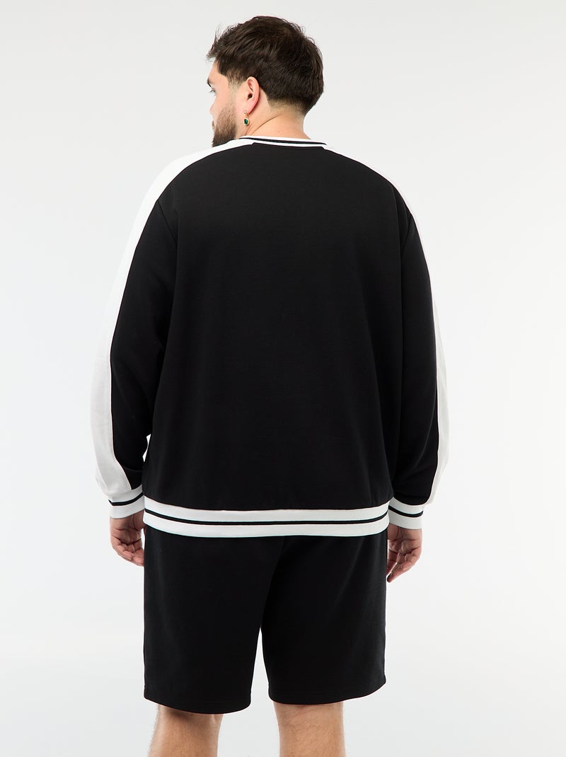 Felpa con scollo a V in French Terry Nero - Kiabi