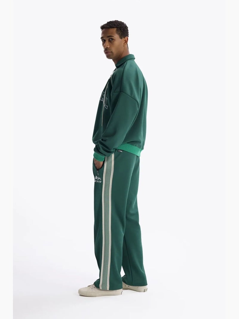 Felpa con scollo con coulisse e stampa giesto Verde scuro - Kiabi