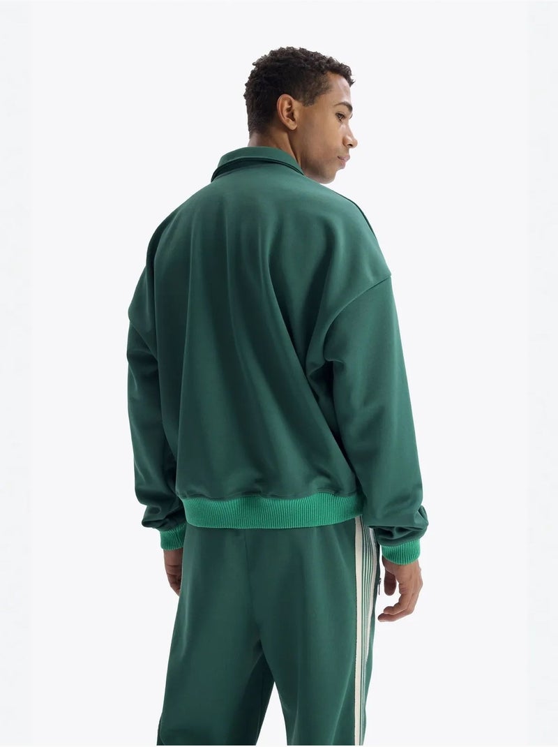 Felpa con scollo con coulisse e stampa giesto Verde scuro - Kiabi