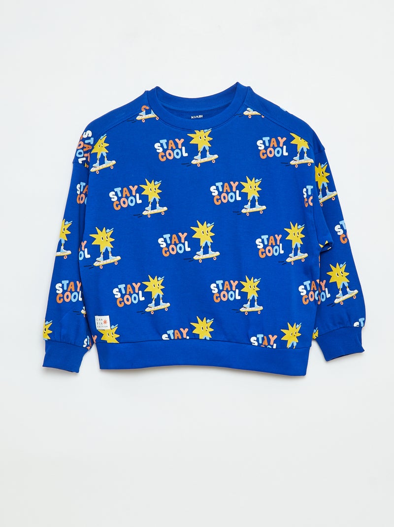 Felpa con scollo tondo - Grafik Edition Blu - Kiabi
