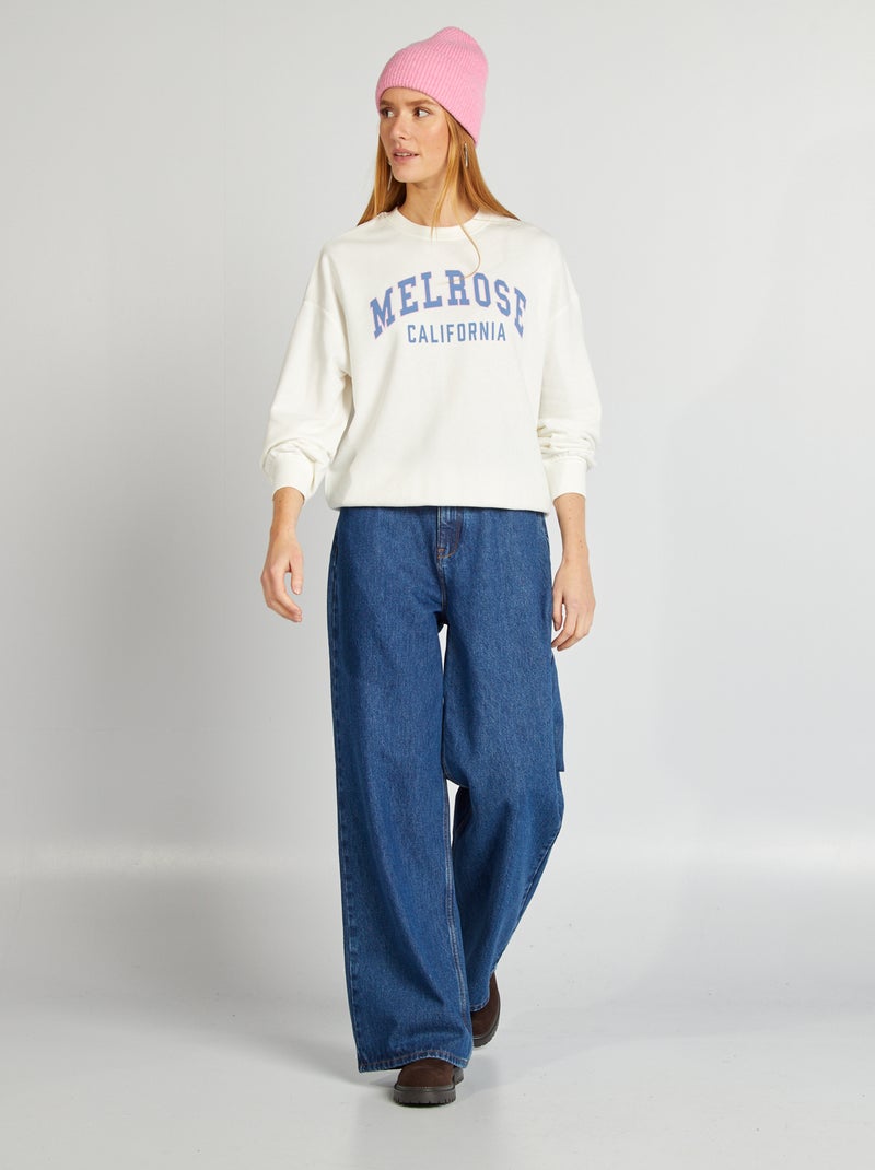 Felpa con scollo tondo e stampa BIANCO - Kiabi