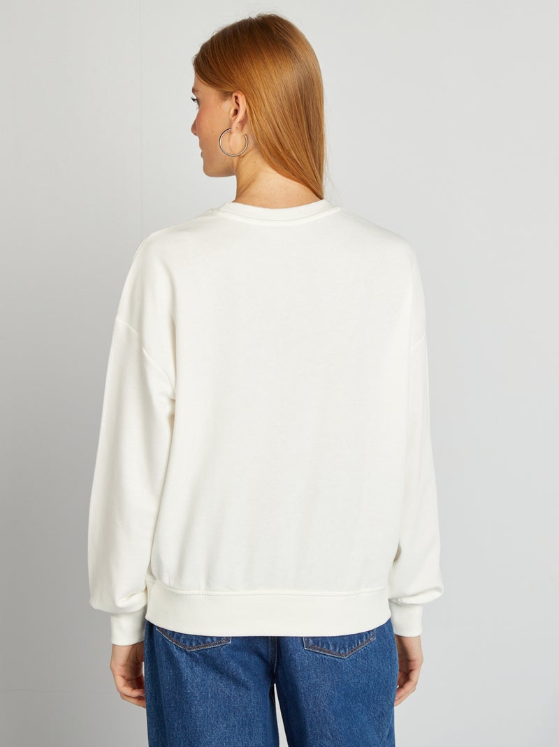 Felpa con scollo tondo e stampa BIANCO - Kiabi