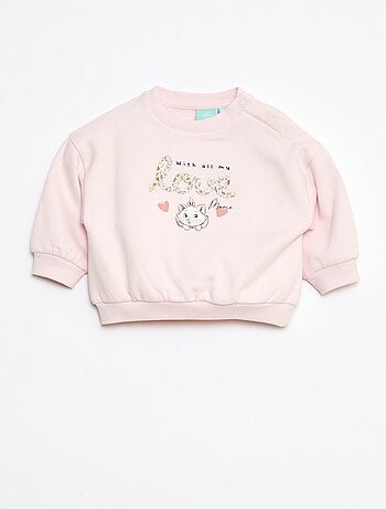 Felpa con scollo tondo e stampa 'Minou''Disney'