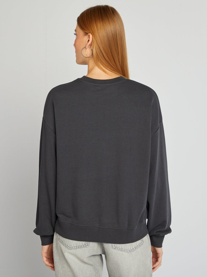 Felpa con scollo tondo e stampa NERO - Kiabi