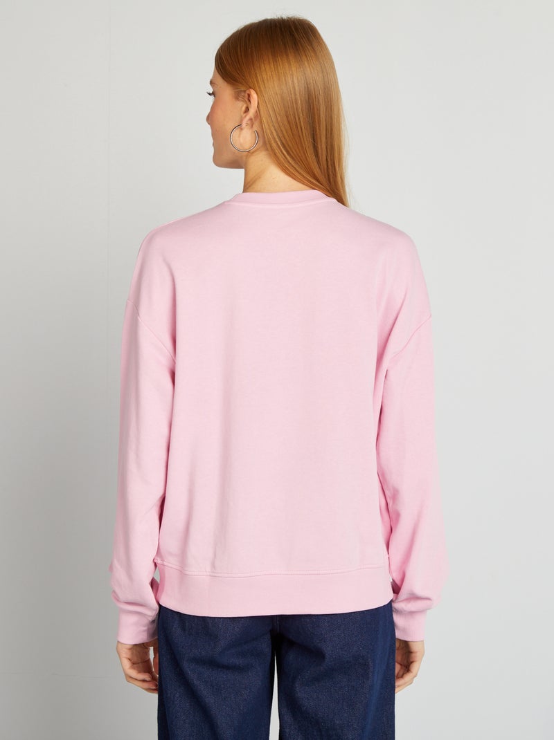 Felpa con scollo tondo e stampa ROSA - Kiabi