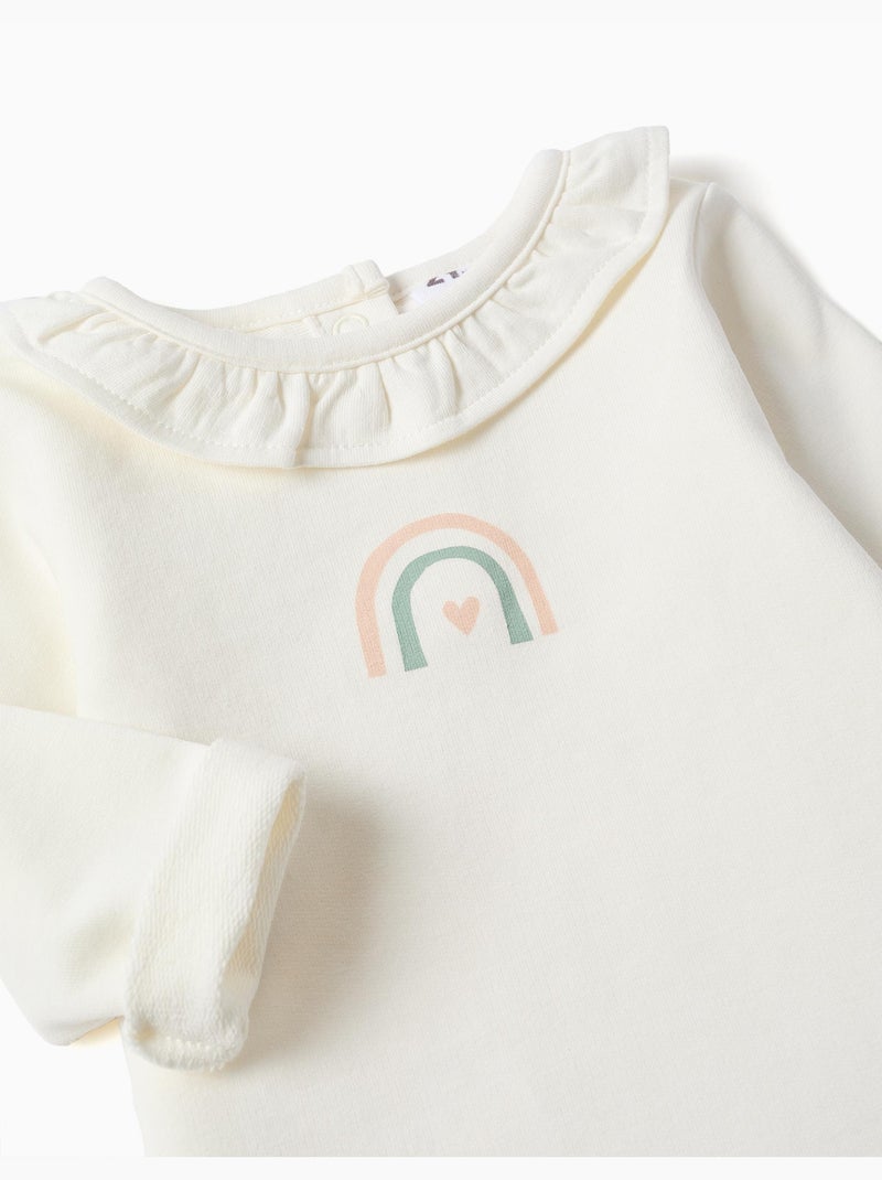 Felpa con stampa arcobaleno + pantaloni Bianco - Kiabi