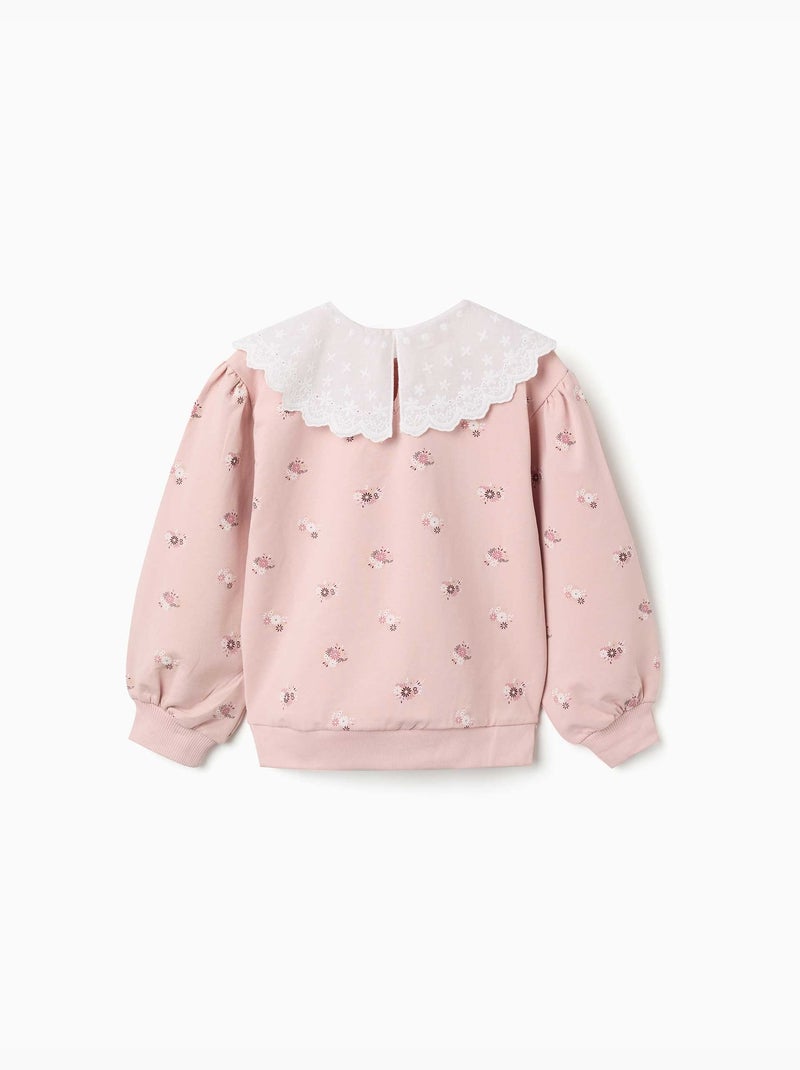 Felpa con stampa floreale e maxi colletto Rosa chiaro - Kiabi