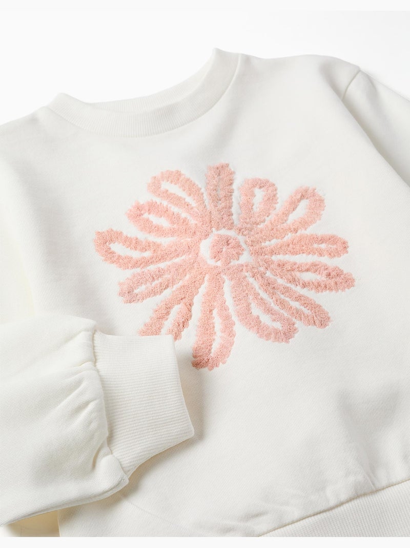Felpa con stampa floreale in rilievo Bianco - Kiabi