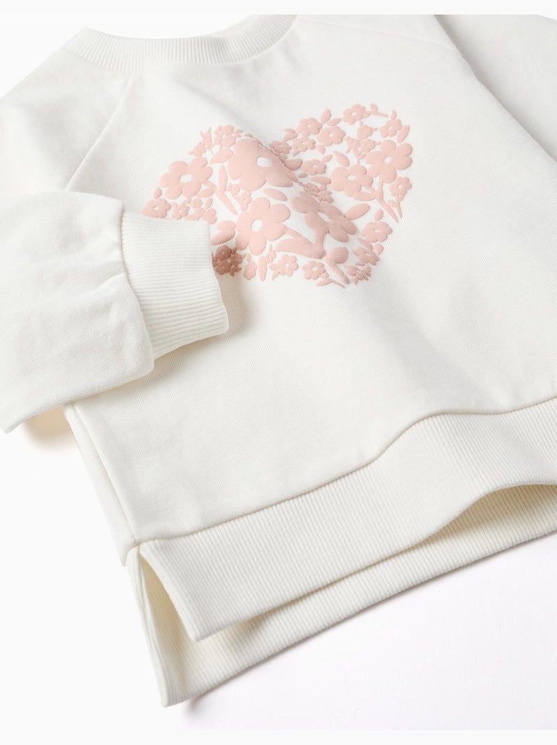 Felpa con stampa floreale in rilievo Bianco - Kiabi