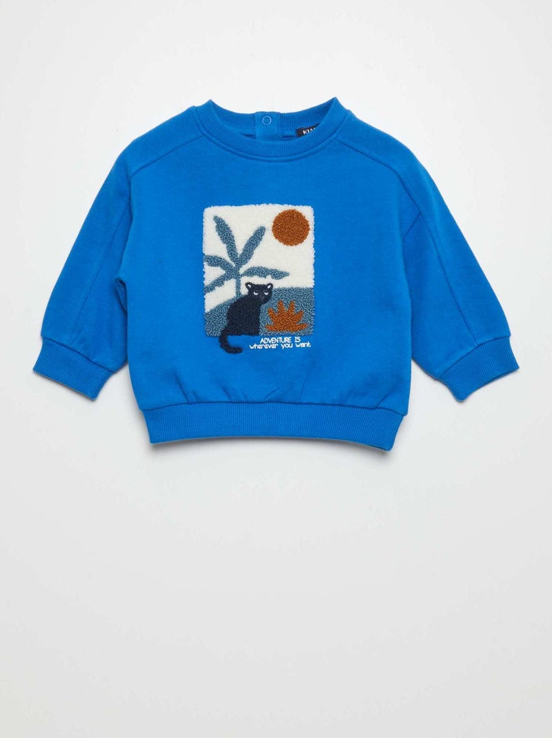 Felpa con stampa in maglia bouclé BLU - Kiabi