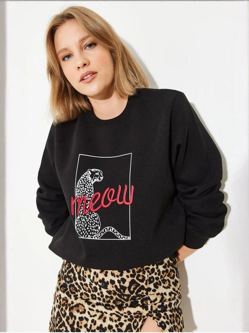 Felpa con stampa leopardata bianco lucci - Kiabi