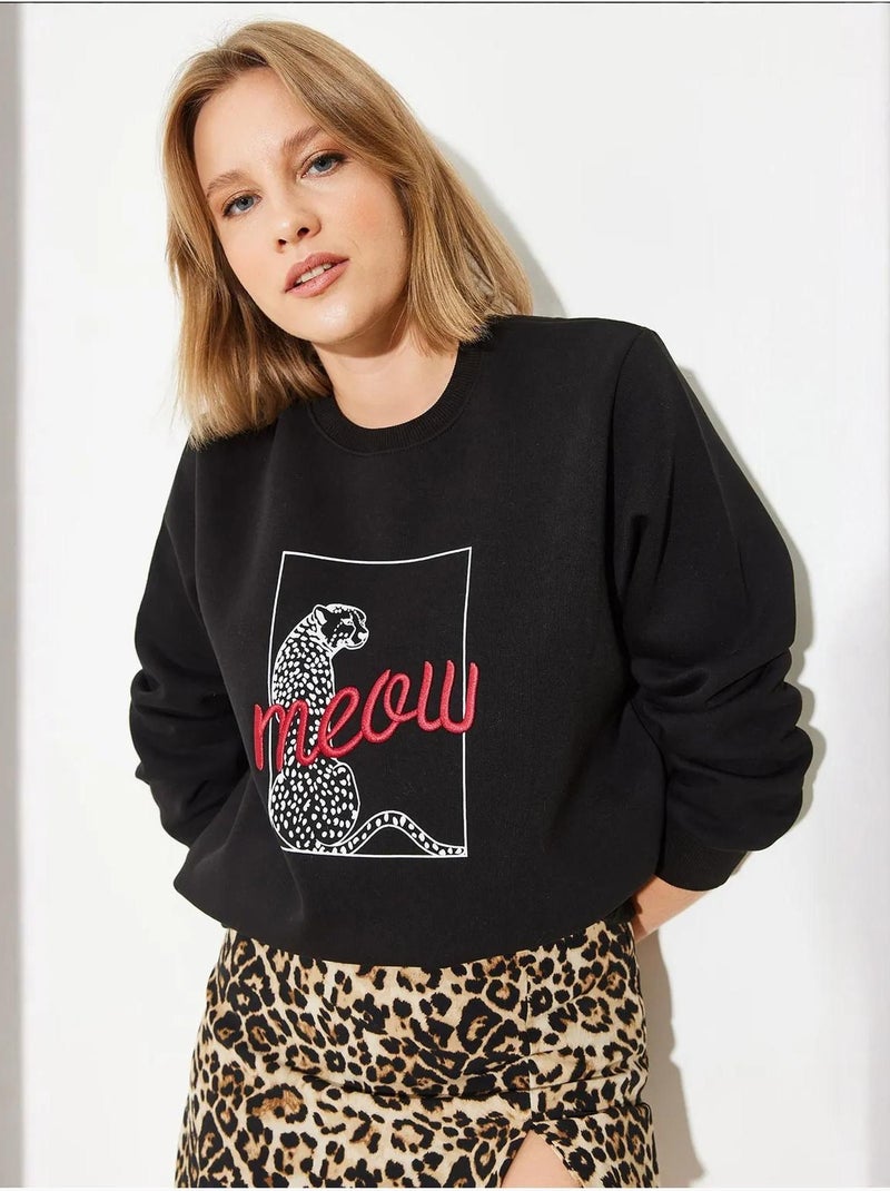 Felpa con stampa leopardata bianco lucci Nero - Kiabi