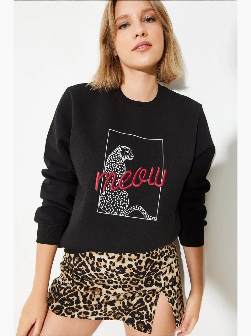 Felpa con stampa leopardata bianco lucci Nero - Kiabi