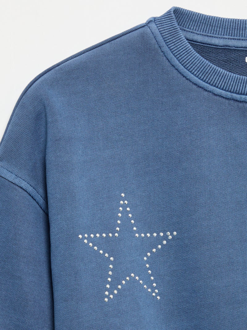 Felpa con stelle in strass Blu - Kiabi