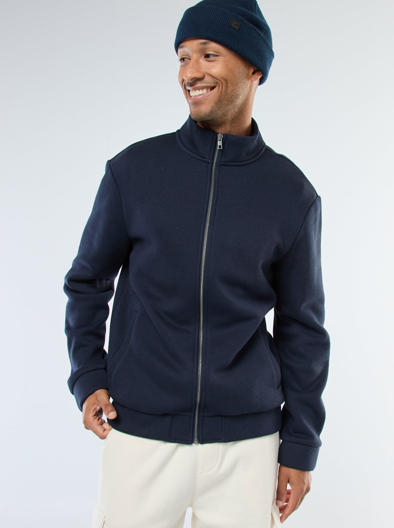Felpa con zip a collo alto blu - Kiabi