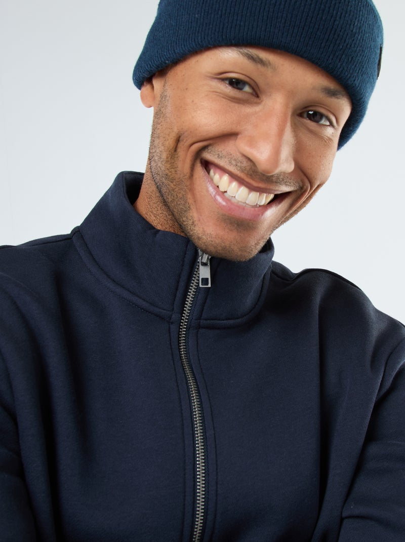 Felpa con zip a collo alto blu - Kiabi