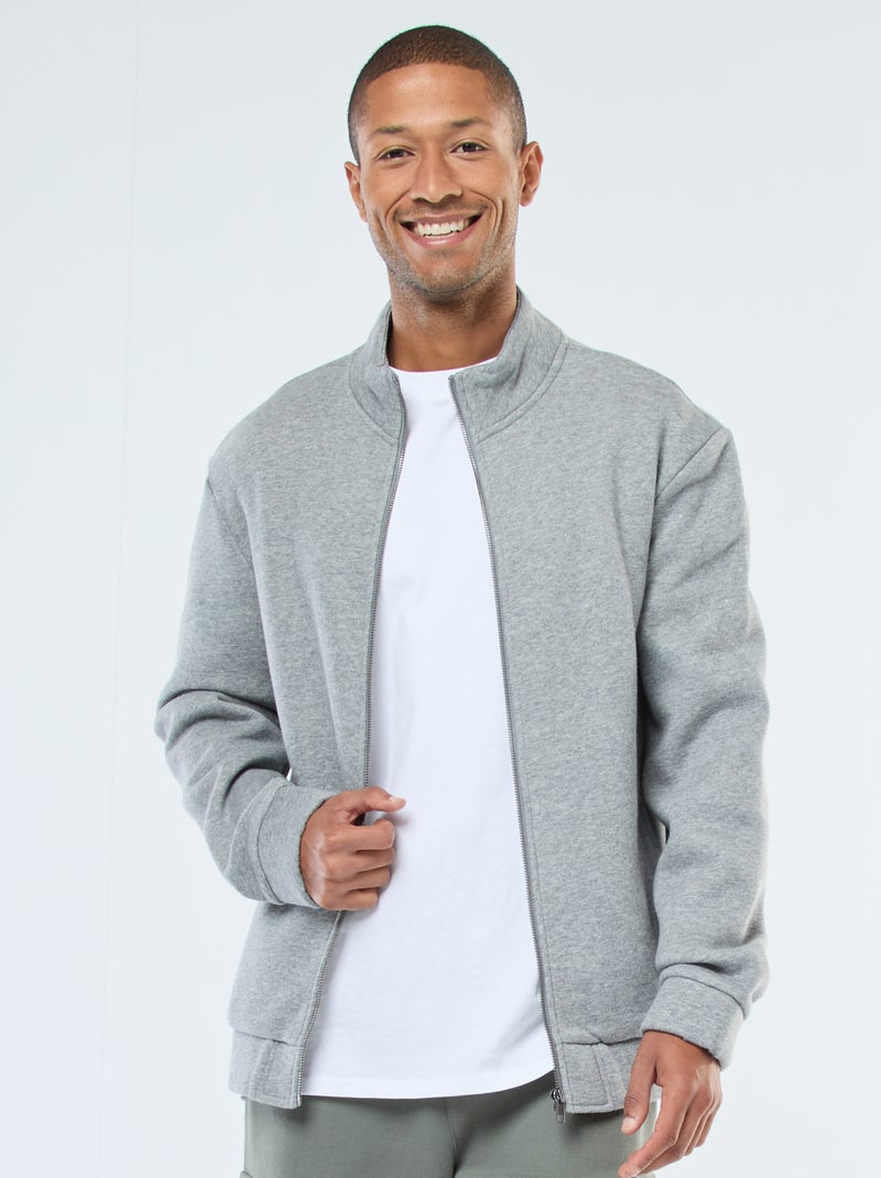 Felpa con zip a collo alto Grigio - Kiabi