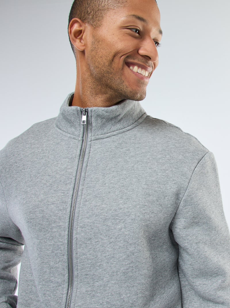 Felpa con zip a collo alto Grigio - Kiabi