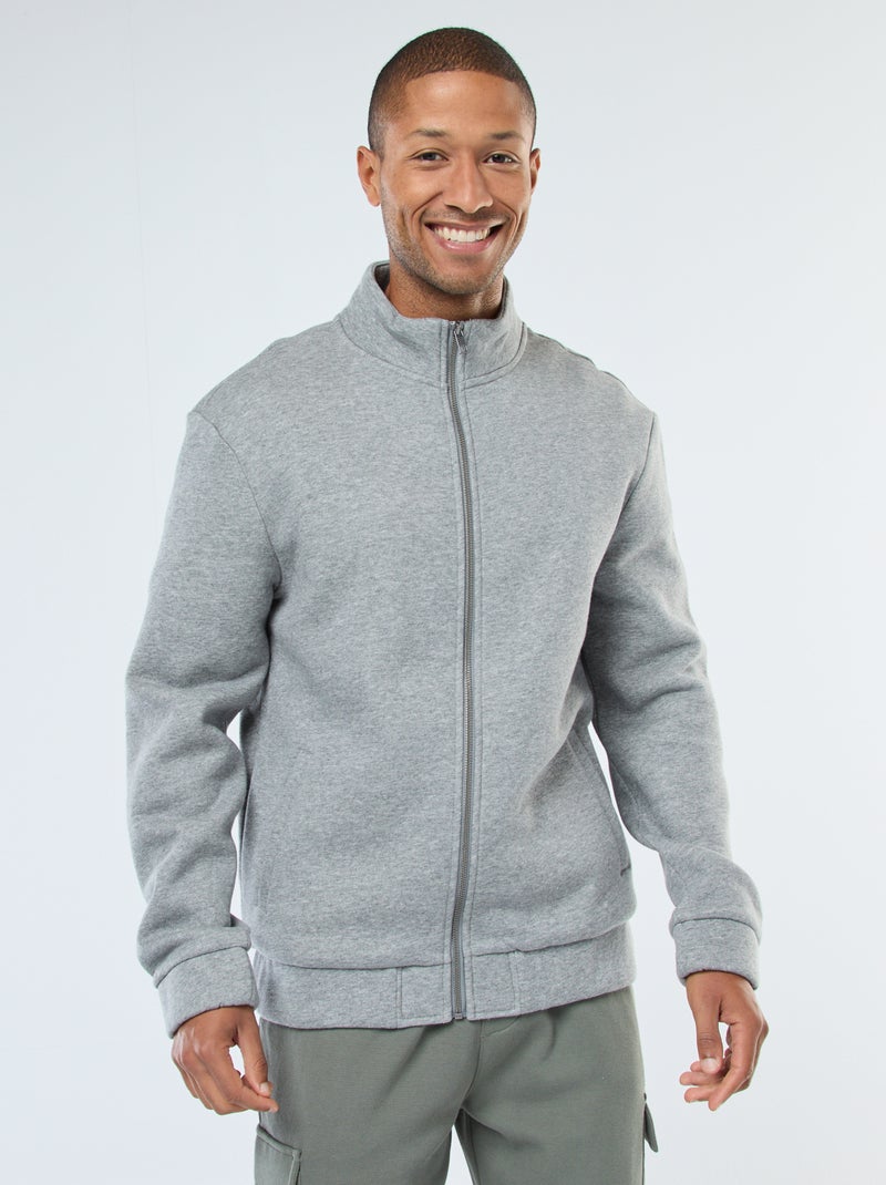 Felpa con zip a collo alto Grigio - Kiabi