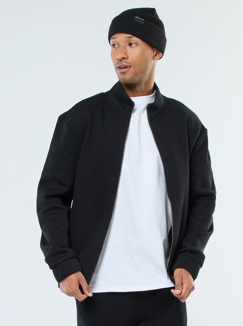 Felpa con zip a collo alto nero - Kiabi
