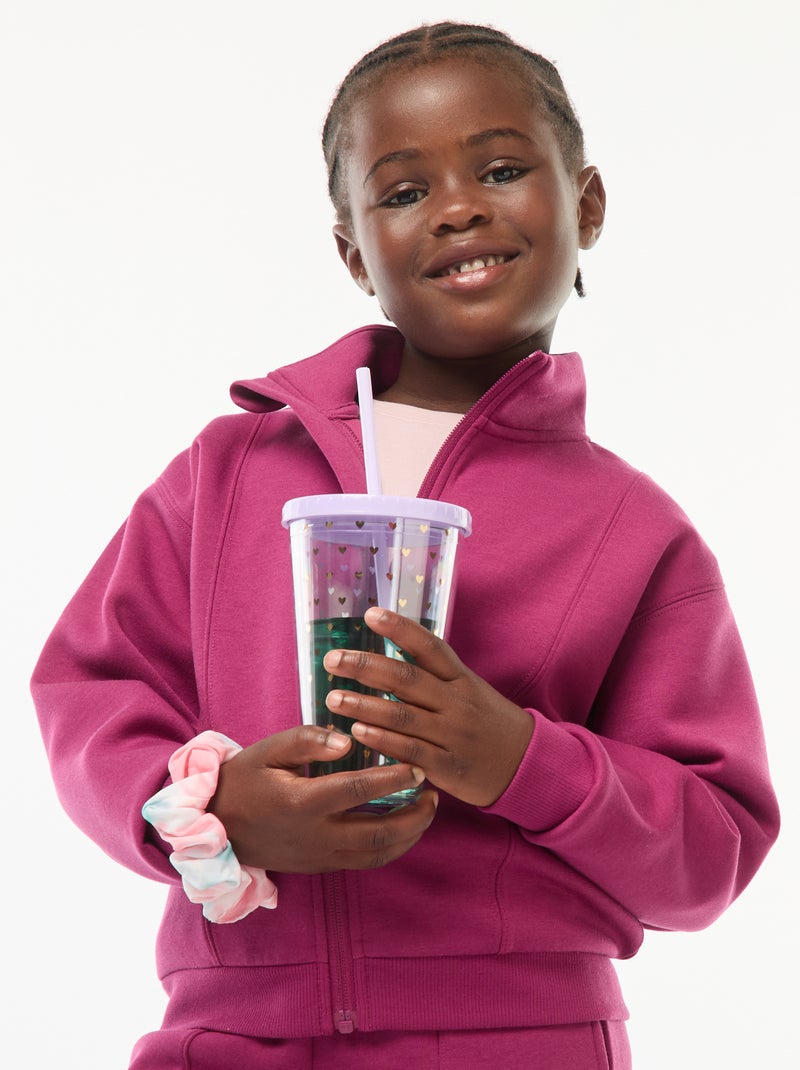 Felpa con zip a collo alto Rosa - Kiabi
