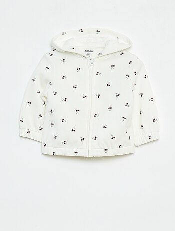 Felpa con zip, cappuccio e motivo