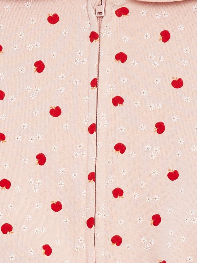 Felpa con zip, cappuccio e motivo Rosa - Kiabi
