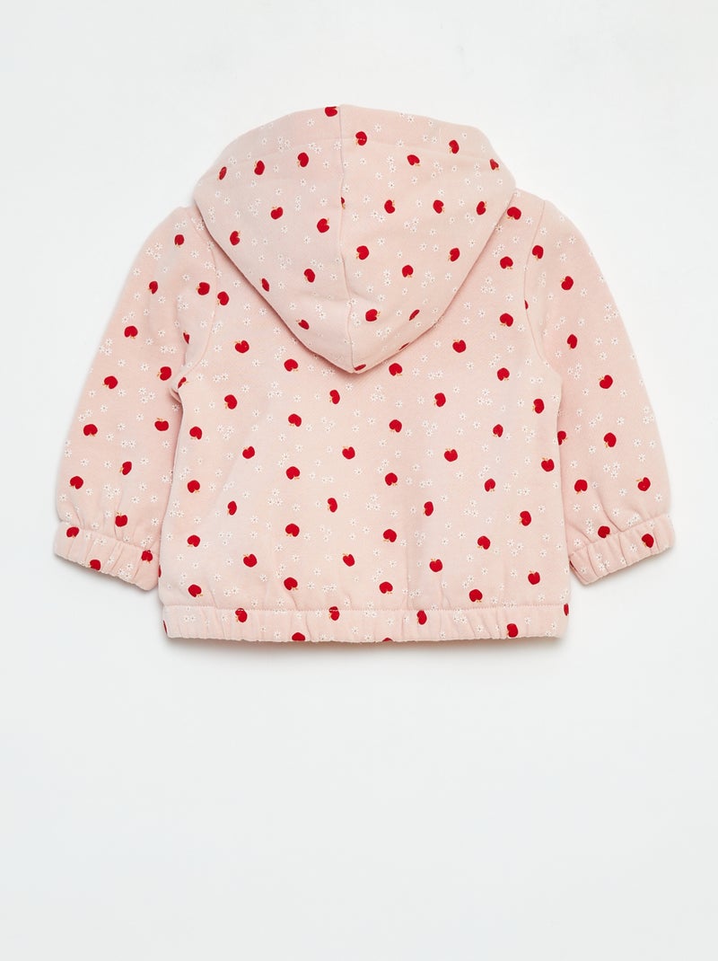Felpa con zip, cappuccio e motivo Rosa - Kiabi