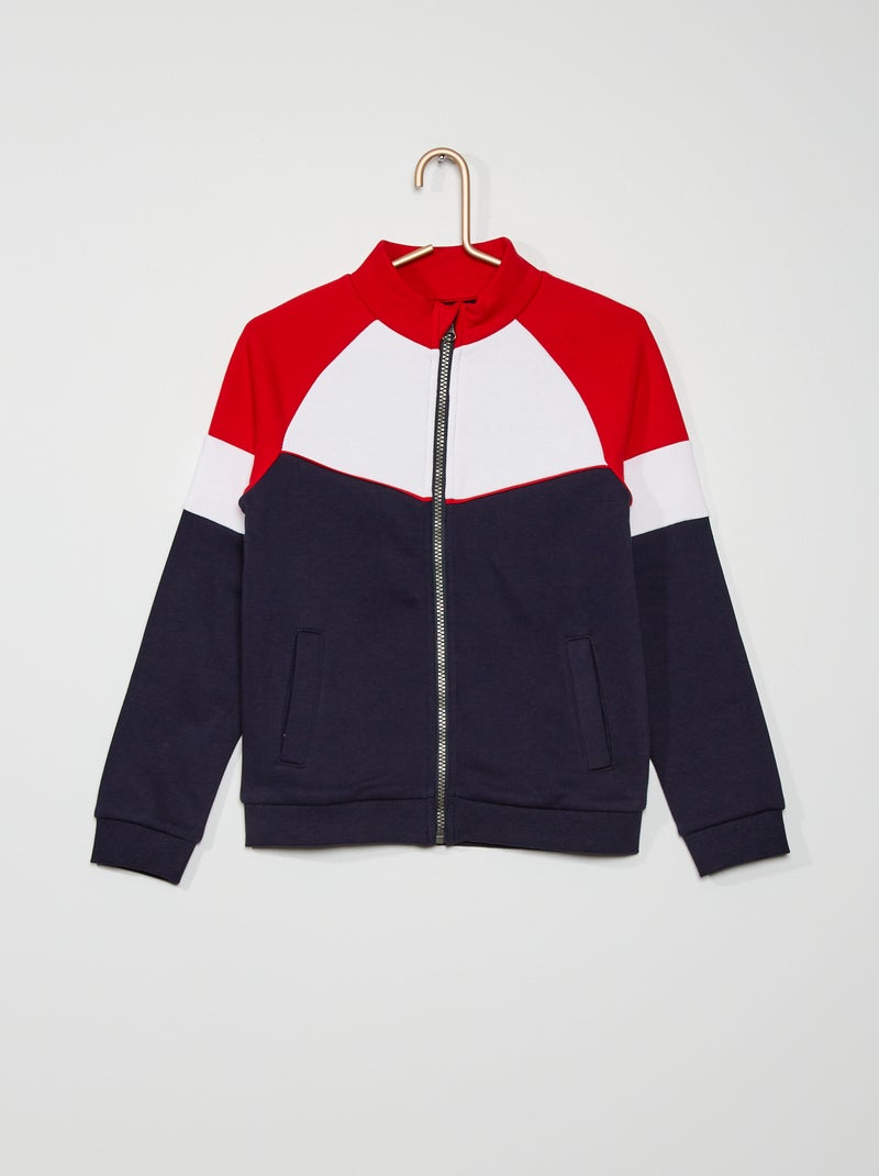 Felpa con zip 'color block' ROSSO - Kiabi