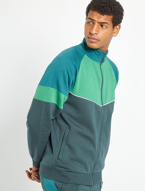Felpa con zip color block - VERDE - Kiabi - 18.00€
