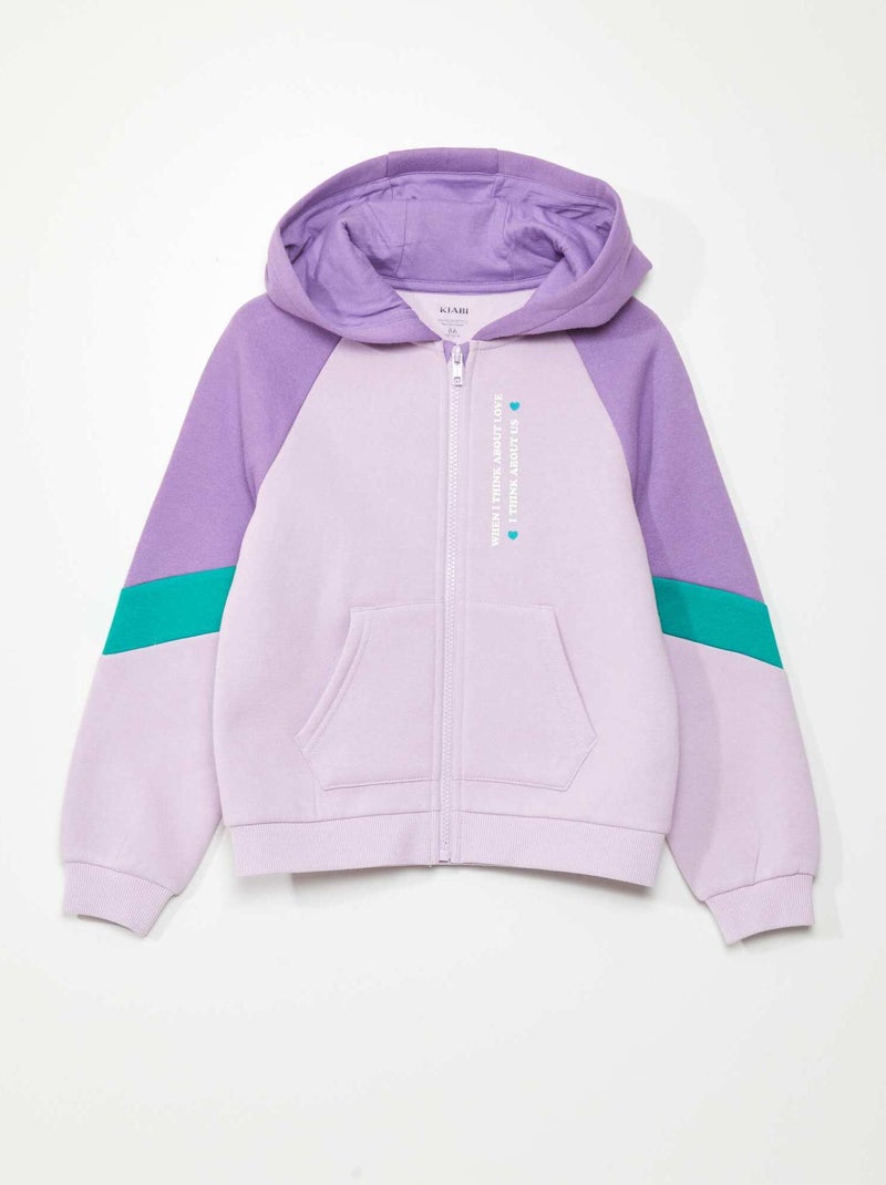 Felpa con zip color block VIOLA - Kiabi